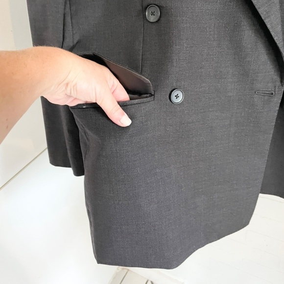 Loro Piana x Bayard Men’s Blazer Double Breasted Wool Black Dark gray Sz 54 - Picture 8 of 10